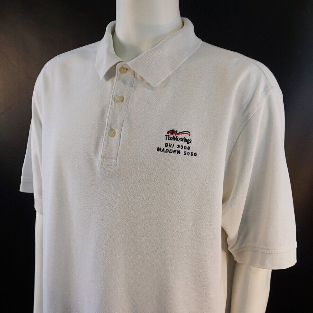 The Moorings BVI 2008 Yacht Charters Polo Shirt Mens XL White Devon & Jones